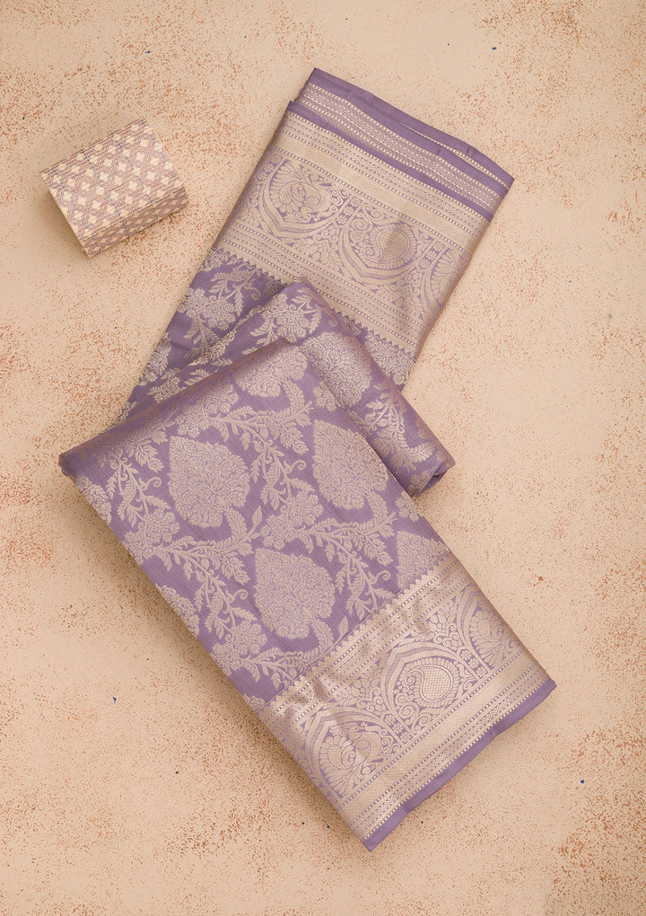 Grey Zariwork Pure Silk Saree-Koskii