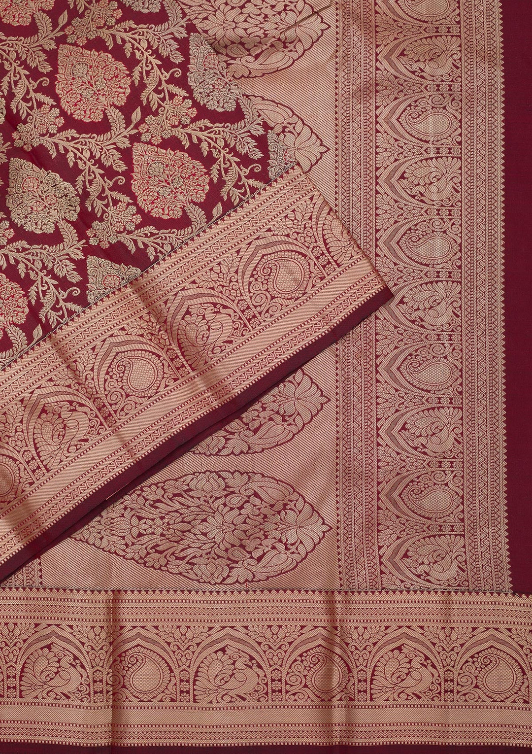 Maroon Zariwork Pure Silk Saree-Koskii