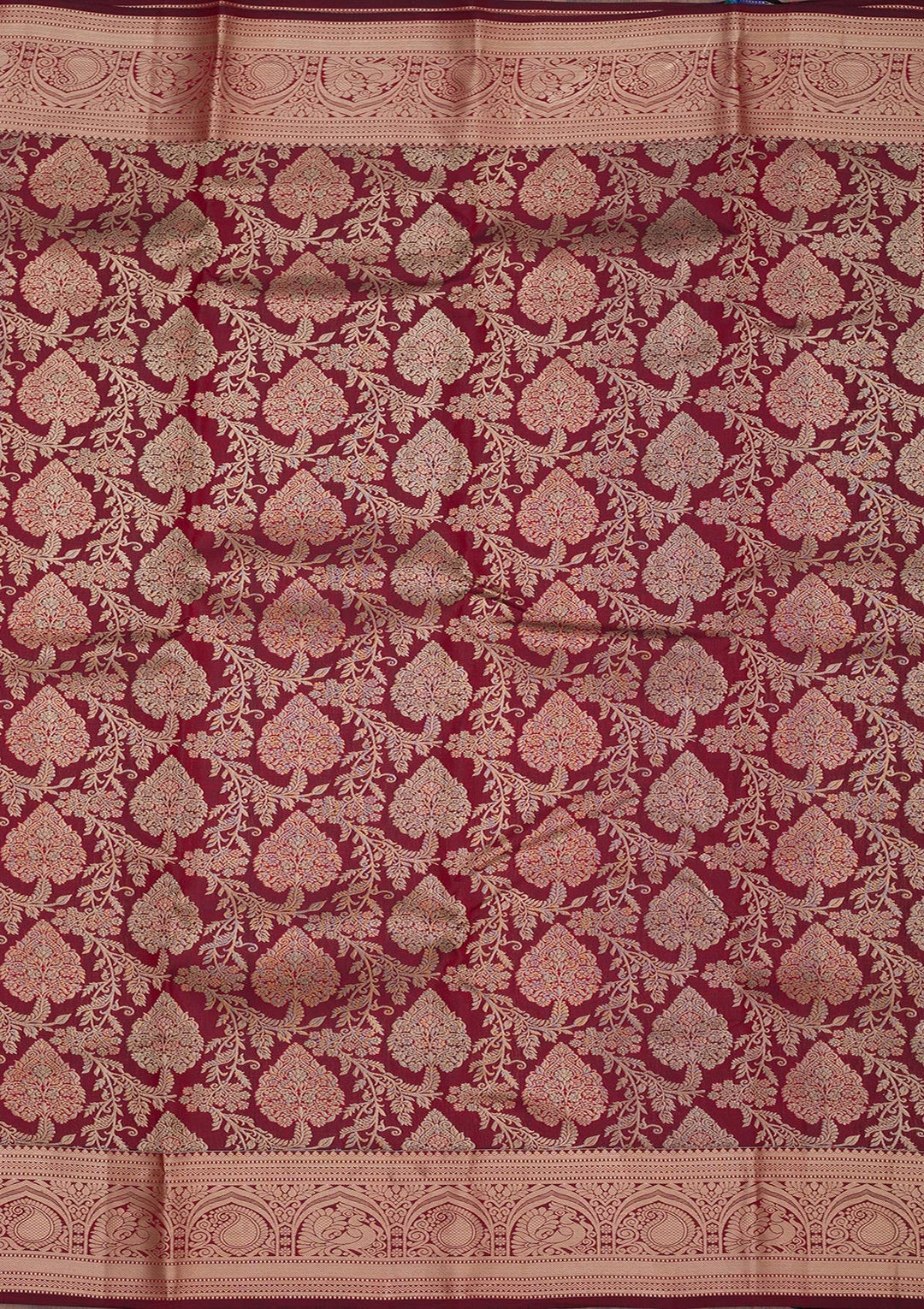 Maroon Zariwork Pure Silk Saree-Koskii