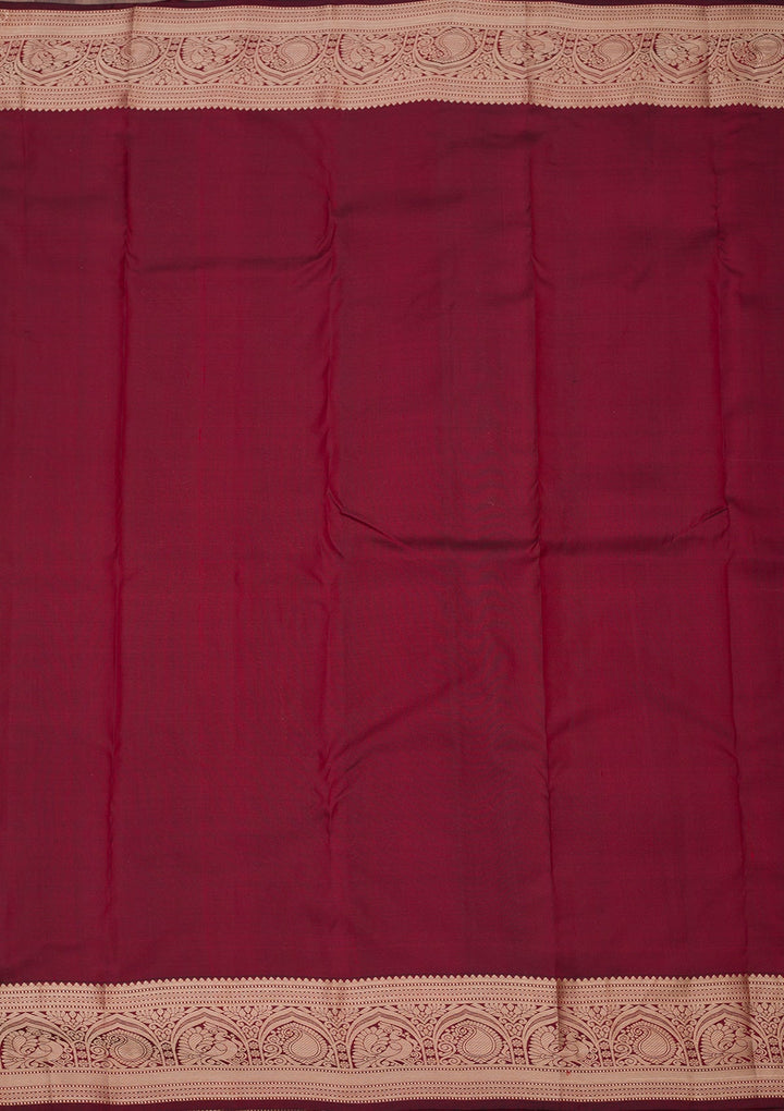 Maroon Zariwork Pure Silk Saree-Koskii