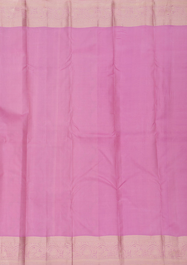 Onion Pink Zariwork Pure Silk Saree-Koskii