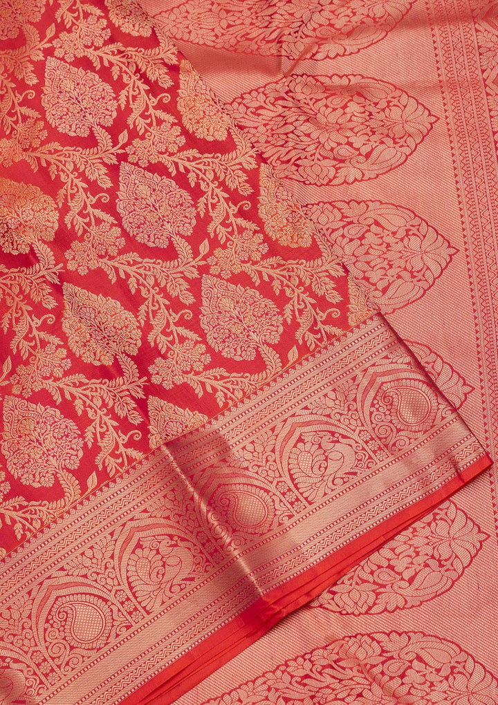 Orange Zariwork Pure Silk Saree-koskii