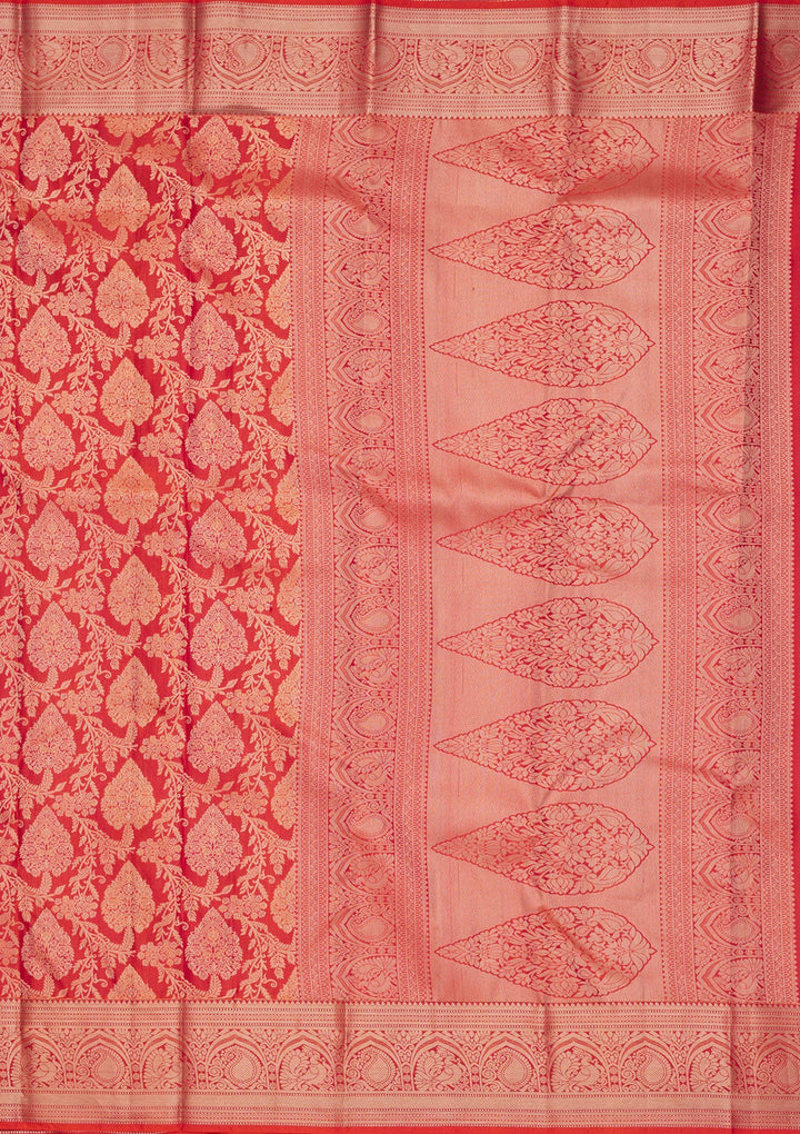 Orange Zariwork Pure Silk Saree-koskii
