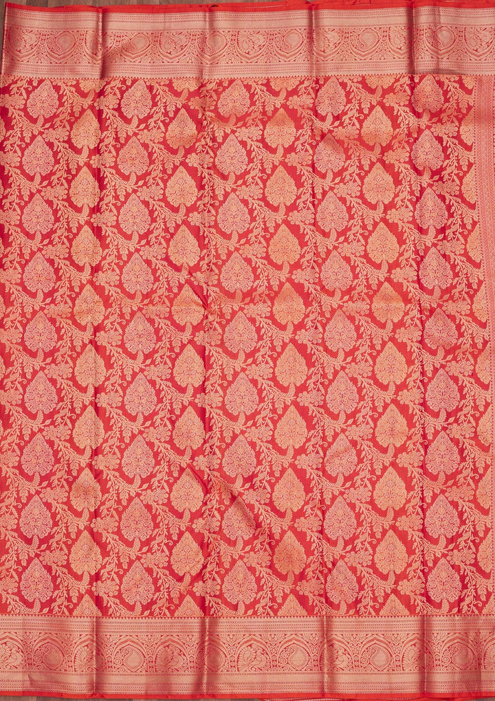 Orange Zariwork Pure Silk Saree-koskii