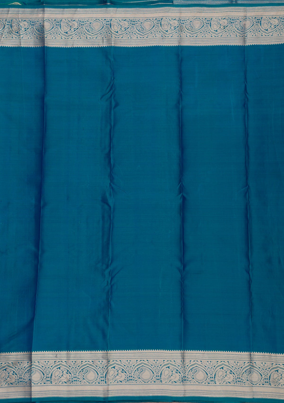 Peacock Blue Zariwork Pure Silk Saree-Koskii