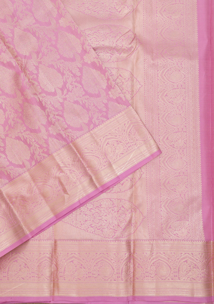 Pink Zariwork Pure Silk Saree-Koskii