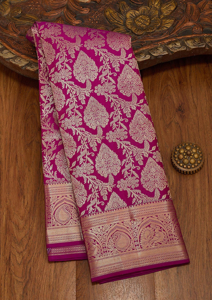Purple Zariwork Pure Silk Saree-koskii