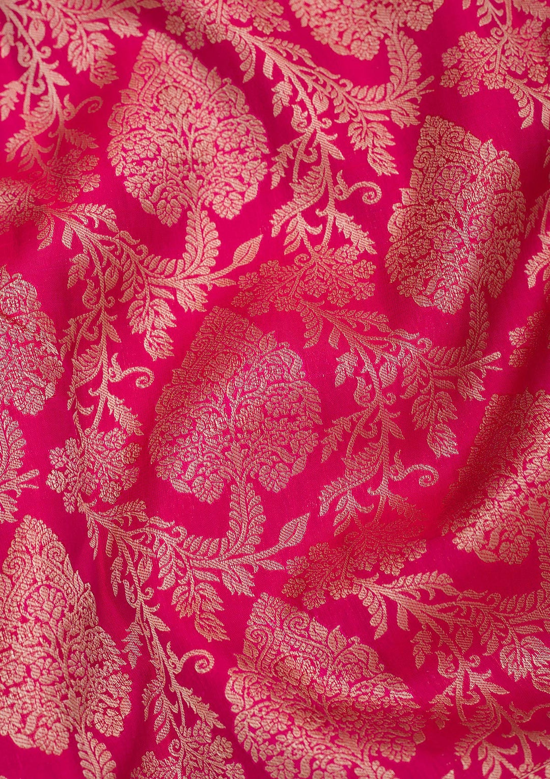 Rani Pink Zariwork Pure Silk Saree-Koskii