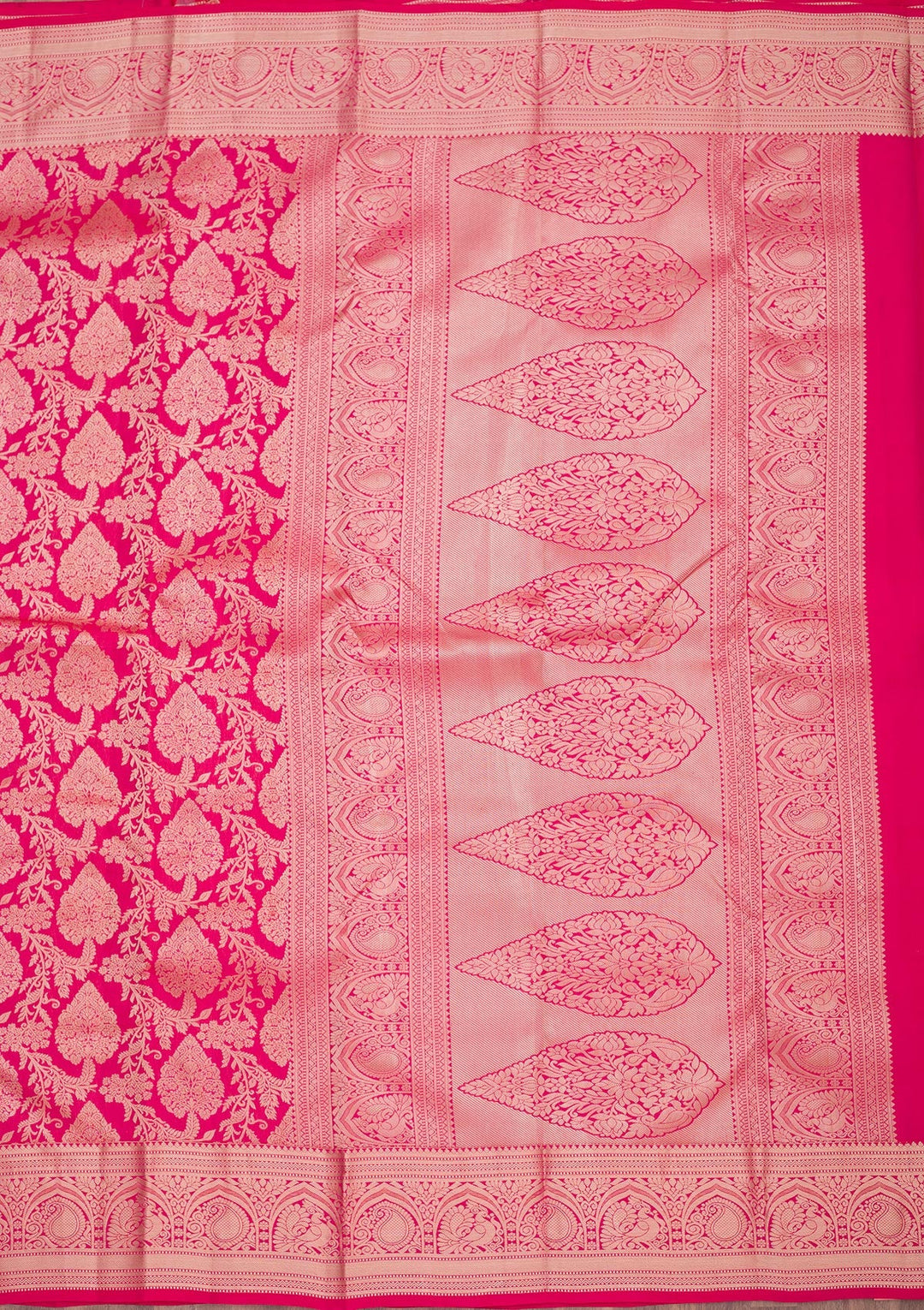 Rani Pink Zariwork Pure Silk Saree-Koskii