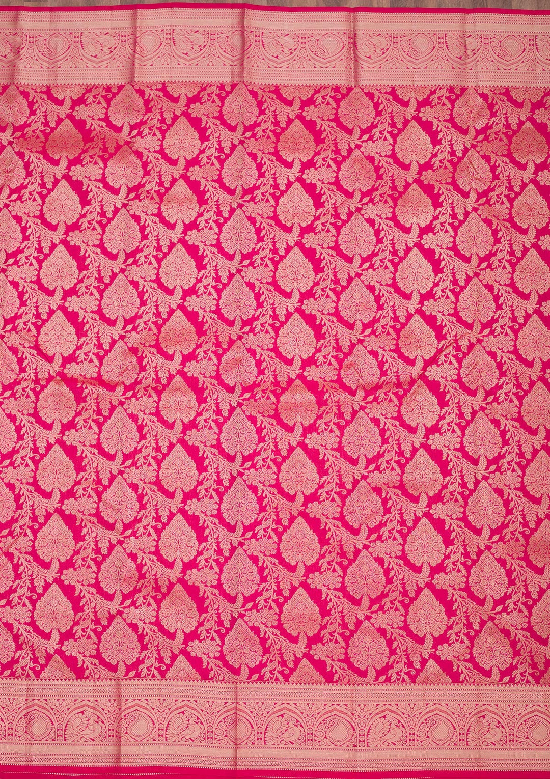 Rani Pink Zariwork Pure Silk Saree-Koskii