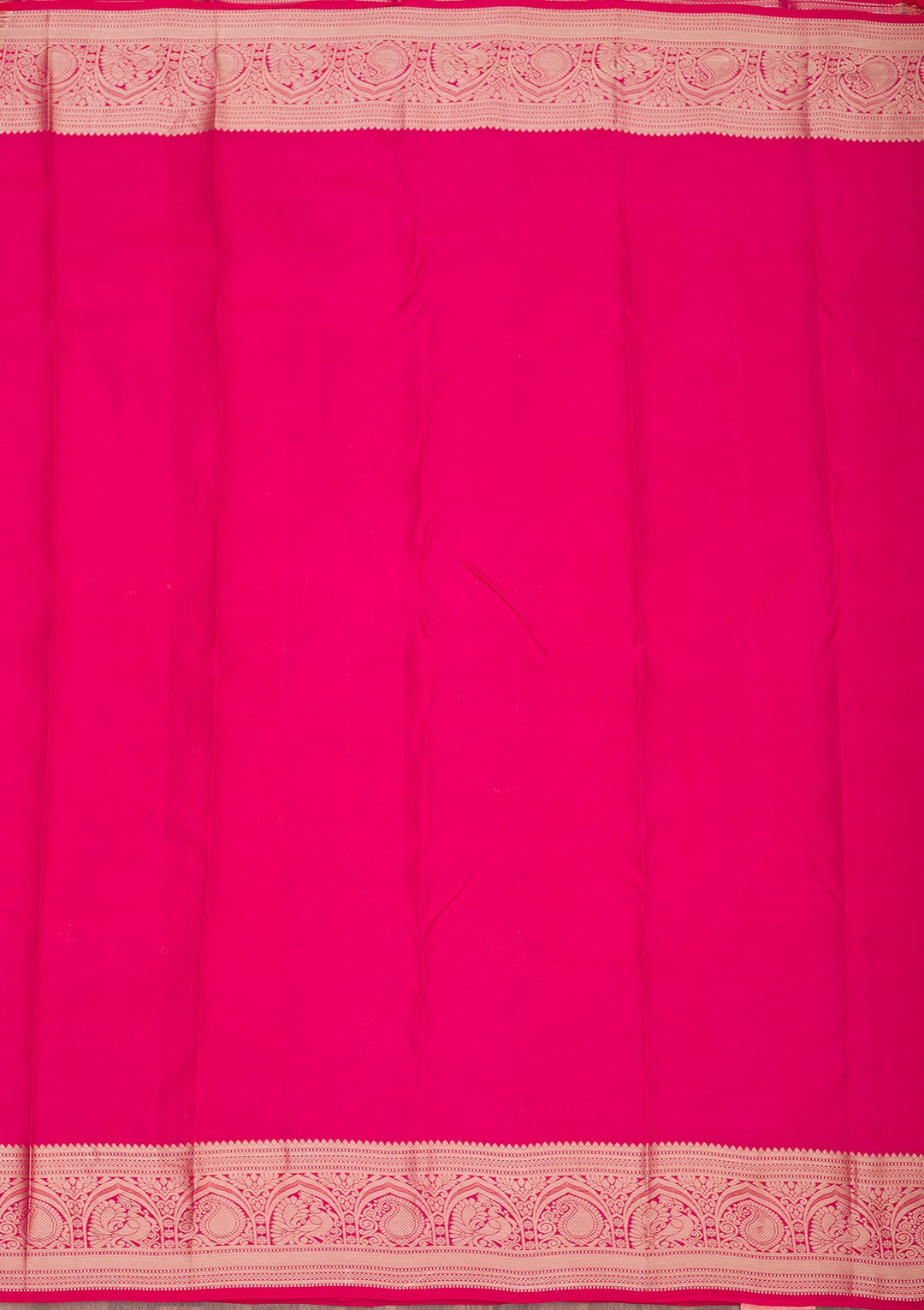 Rani Pink Zariwork Pure Silk Saree-Koskii