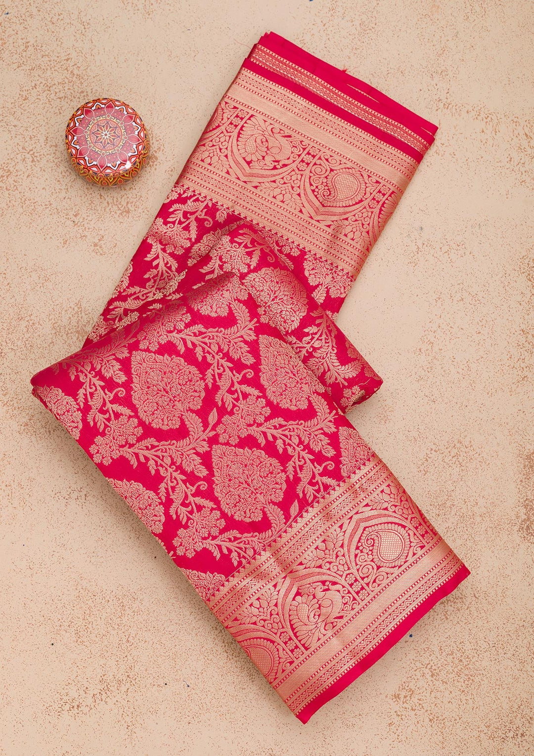 Red Zariwork Pure Silk Saree-Koskii