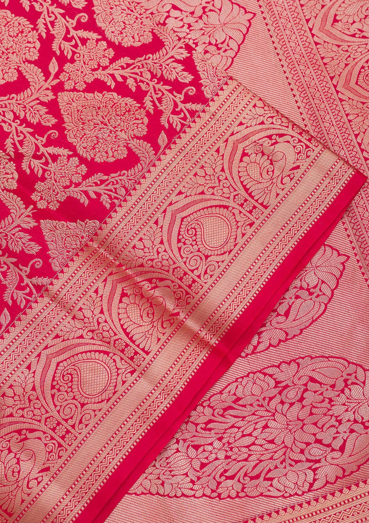 Red Zariwork Pure Silk Saree-Koskii