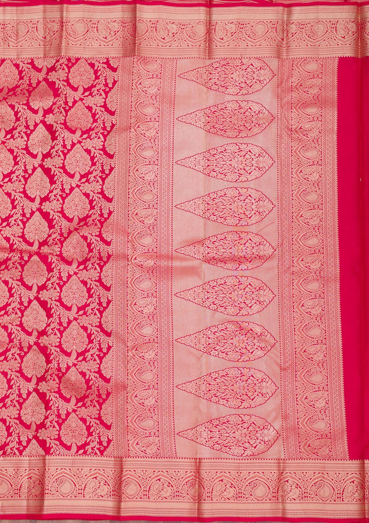 Red Zariwork Pure Silk Saree-Koskii
