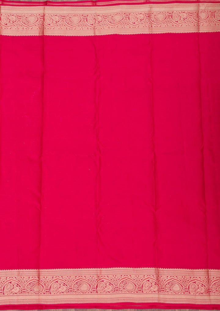 Red Zariwork Pure Silk Saree-Koskii