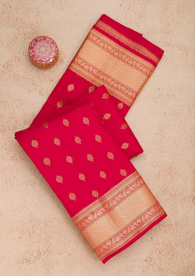 Maroon Zariwork Pure Silk Saree-Koskii
