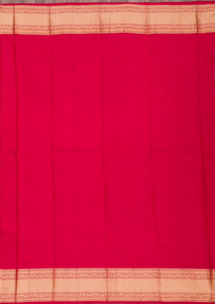 Maroon Zariwork Pure Silk Saree-Koskii