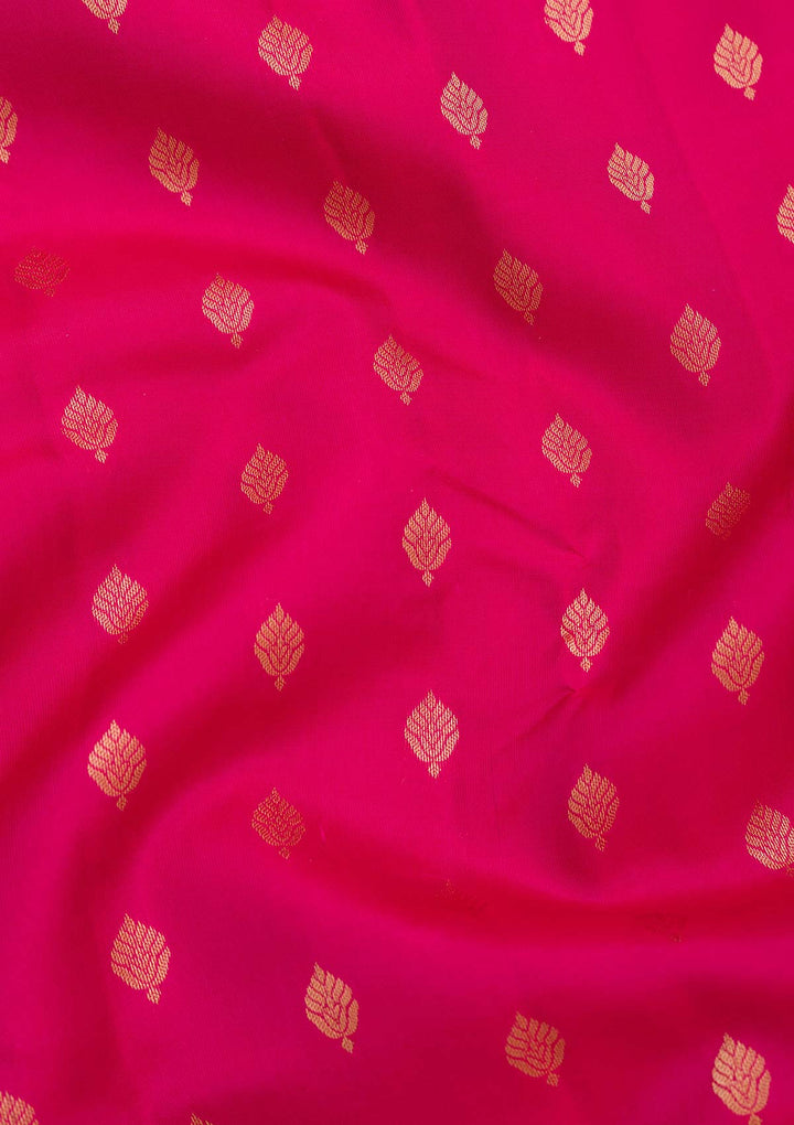 Rani Pink Zariwork Pure Silk Saree-Koskii