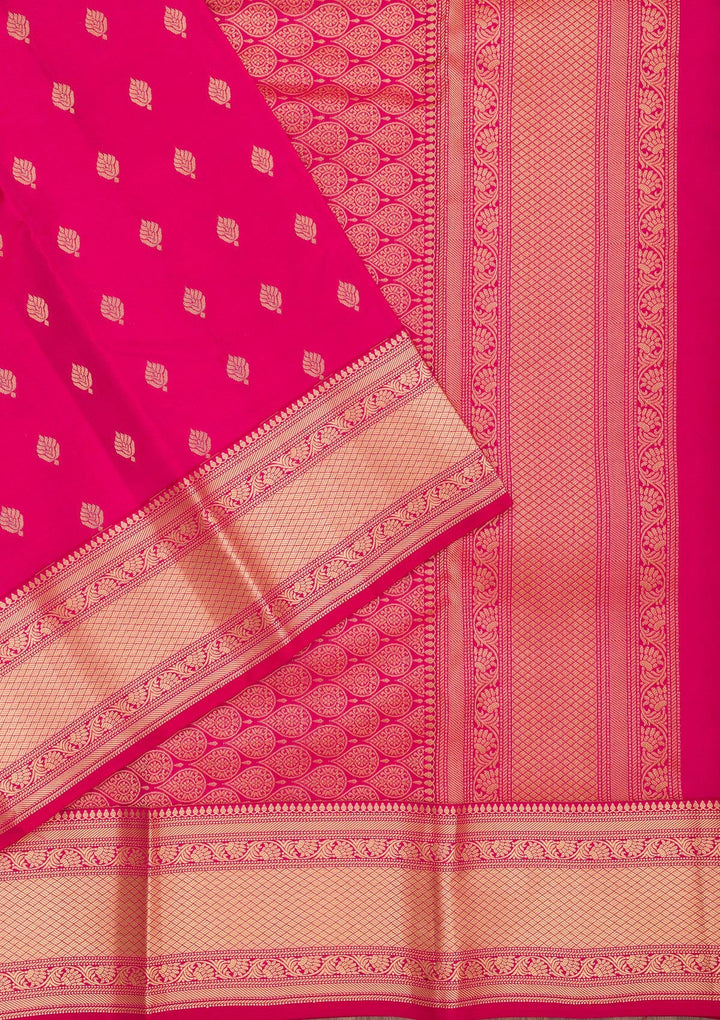 Rani Pink Zariwork Pure Silk Saree-Koskii