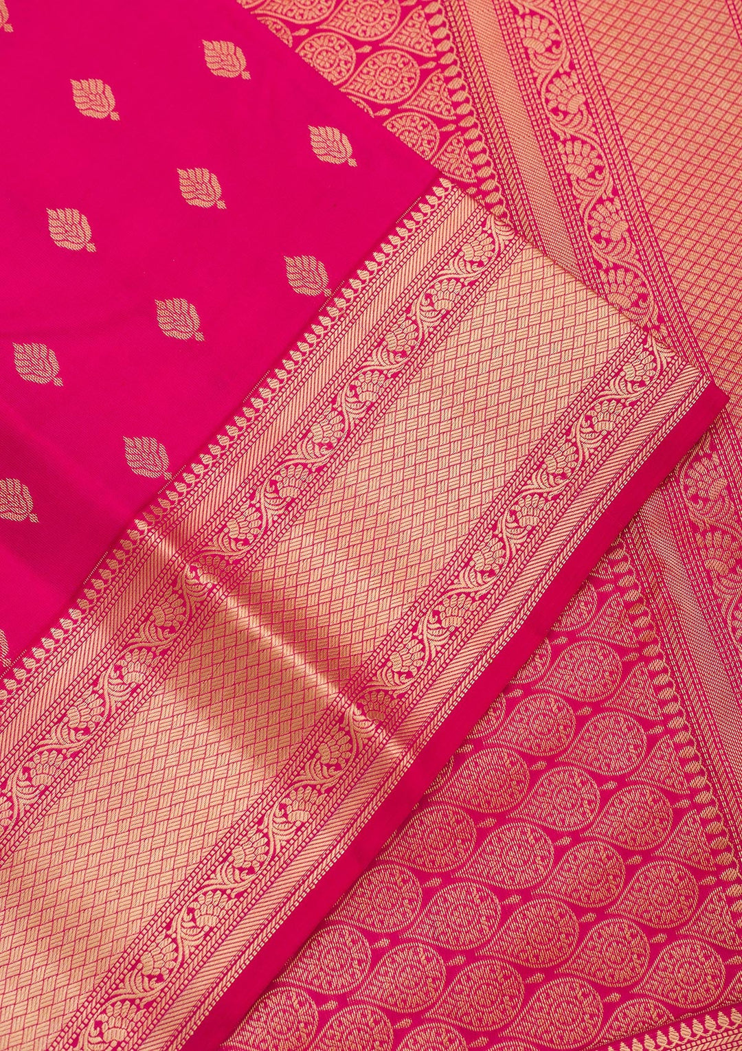 Rani Pink Zariwork Pure Silk Saree-Koskii