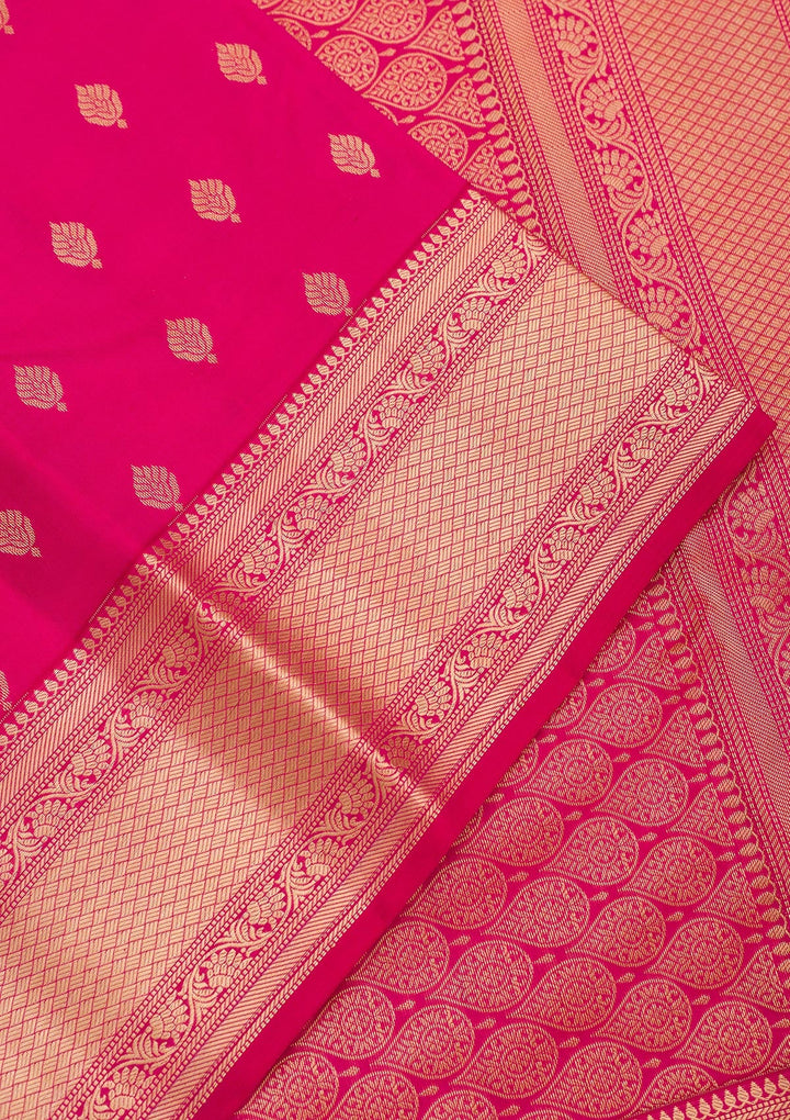Rani Pink Zariwork Pure Silk Saree-Koskii