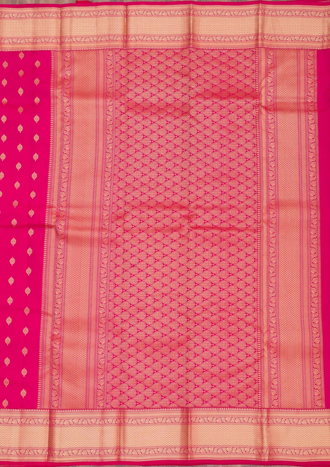Rani Pink Zariwork Pure Silk Saree-Koskii