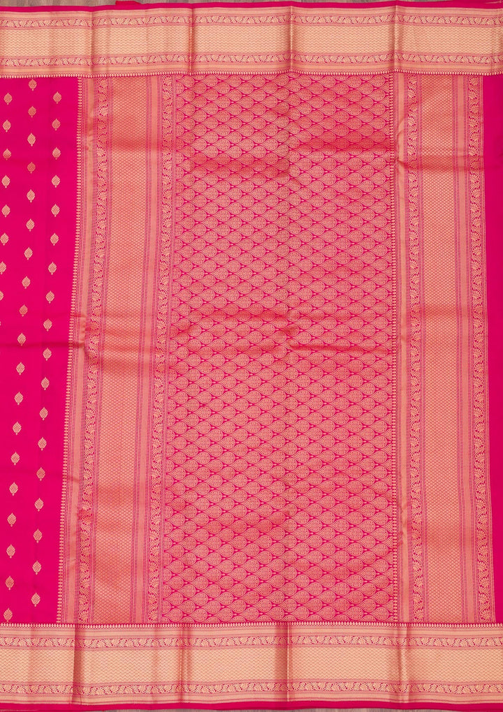 Rani Pink Zariwork Pure Silk Saree-Koskii