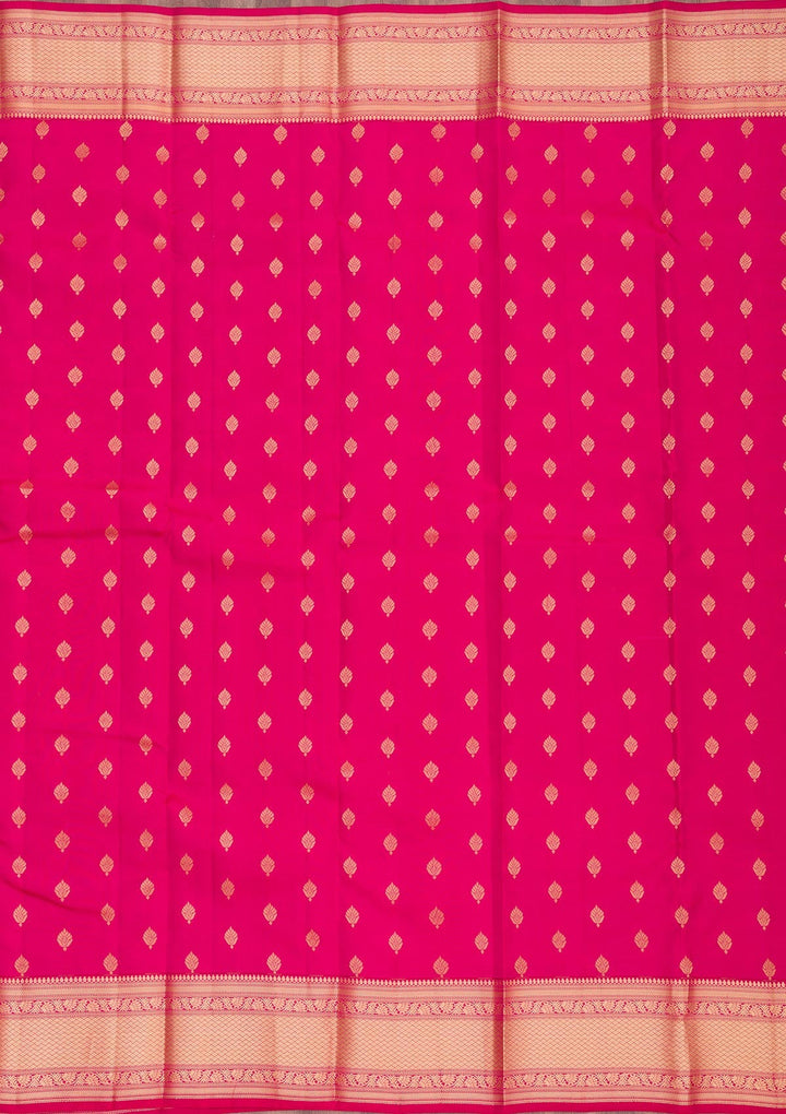 Rani Pink Zariwork Pure Silk Saree-Koskii