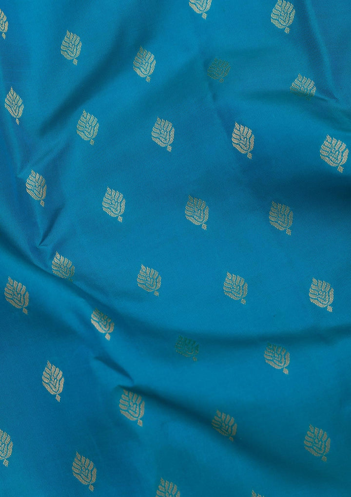 Sky Blue Zariwork Pure Silk Saree-Koskii