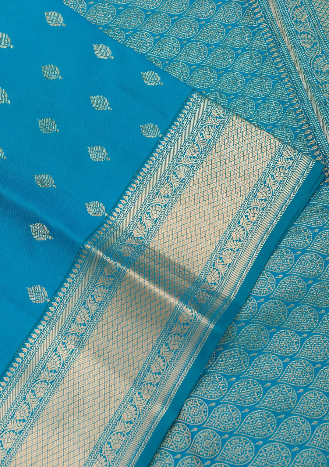 Sky Blue Zariwork Pure Silk Saree-Koskii