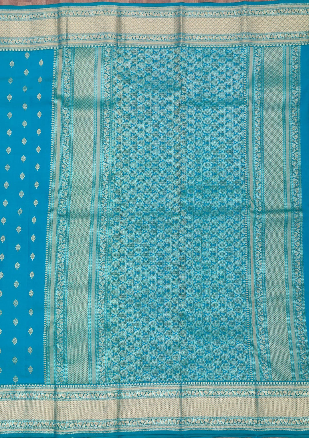 Sky Blue Zariwork Pure Silk Saree-Koskii