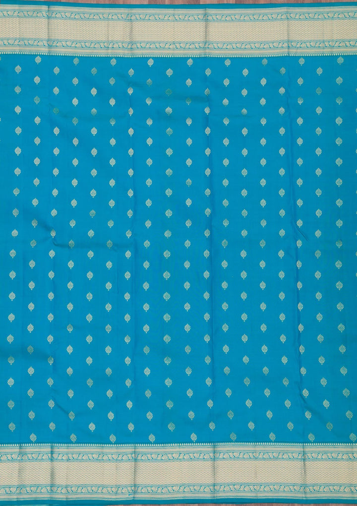 Sky Blue Zariwork Pure Silk Saree-Koskii