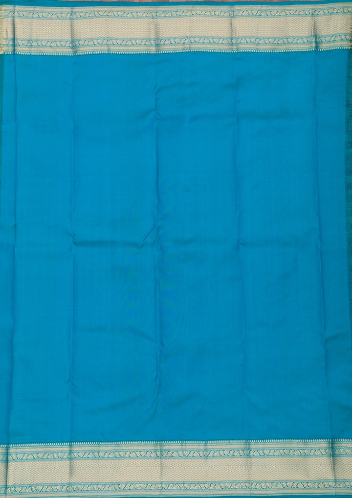 Sky Blue Zariwork Pure Silk Saree-Koskii