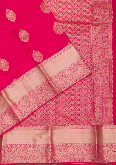 Rani Pink Zariwork Pure Silk Saree-Koskii