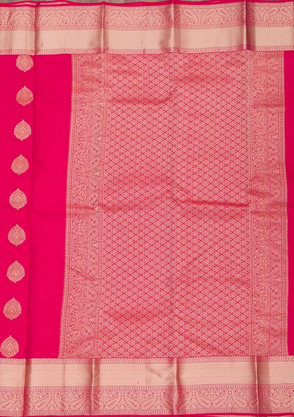 Rani Pink Zariwork Pure Silk Saree-Koskii