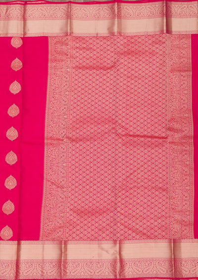 Rani Pink Zariwork Pure Silk Saree-Koskii