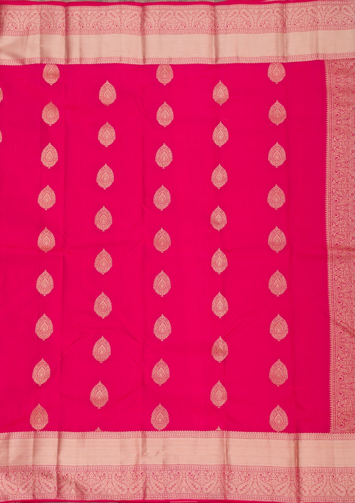 Rani Pink Zariwork Pure Silk Saree-Koskii