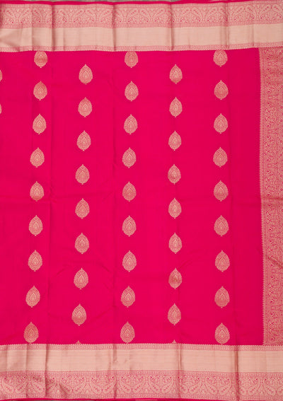 Rani Pink Zariwork Pure Silk Saree-Koskii