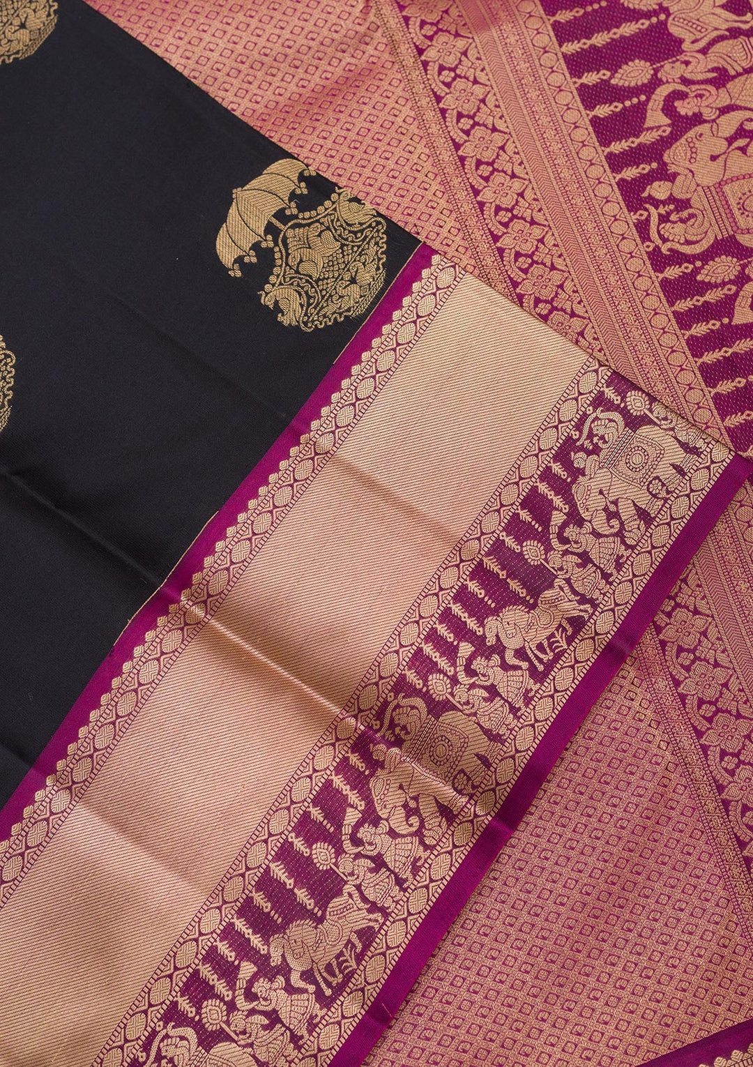 Black Zariwork Pure Silk Saree-Koskii