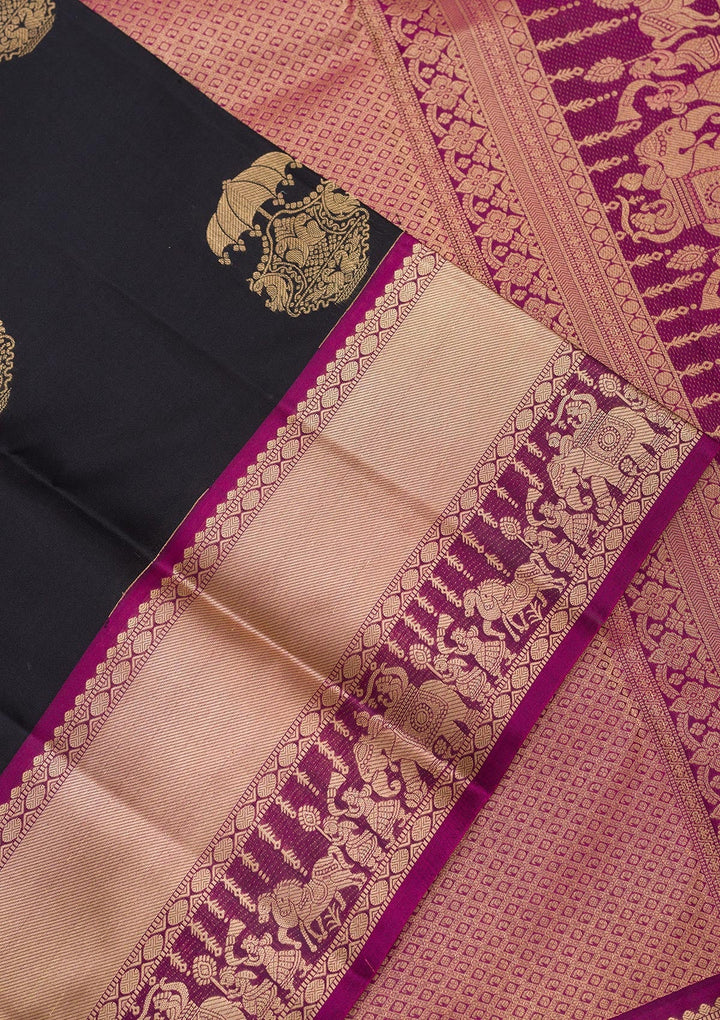 Black Zariwork Pure Silk Saree-Koskii