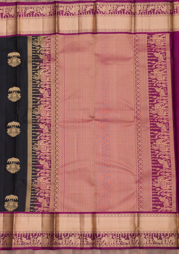 Black Zariwork Pure Silk Saree-Koskii