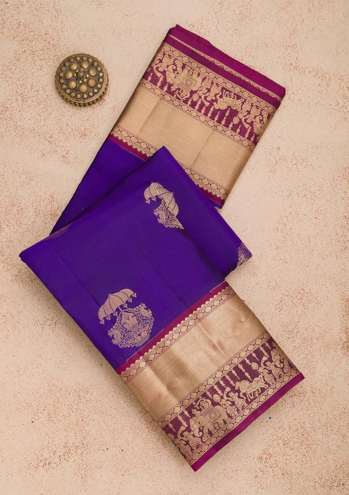 Royal Blue Zariwork Pure Silk Saree-Koskii