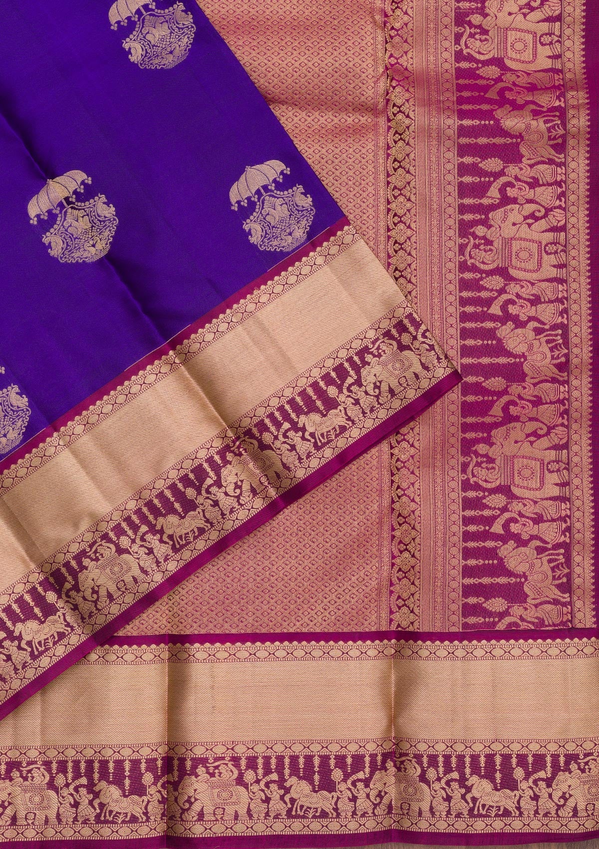 Royal Blue Zariwork Pure Silk Saree-Koskii