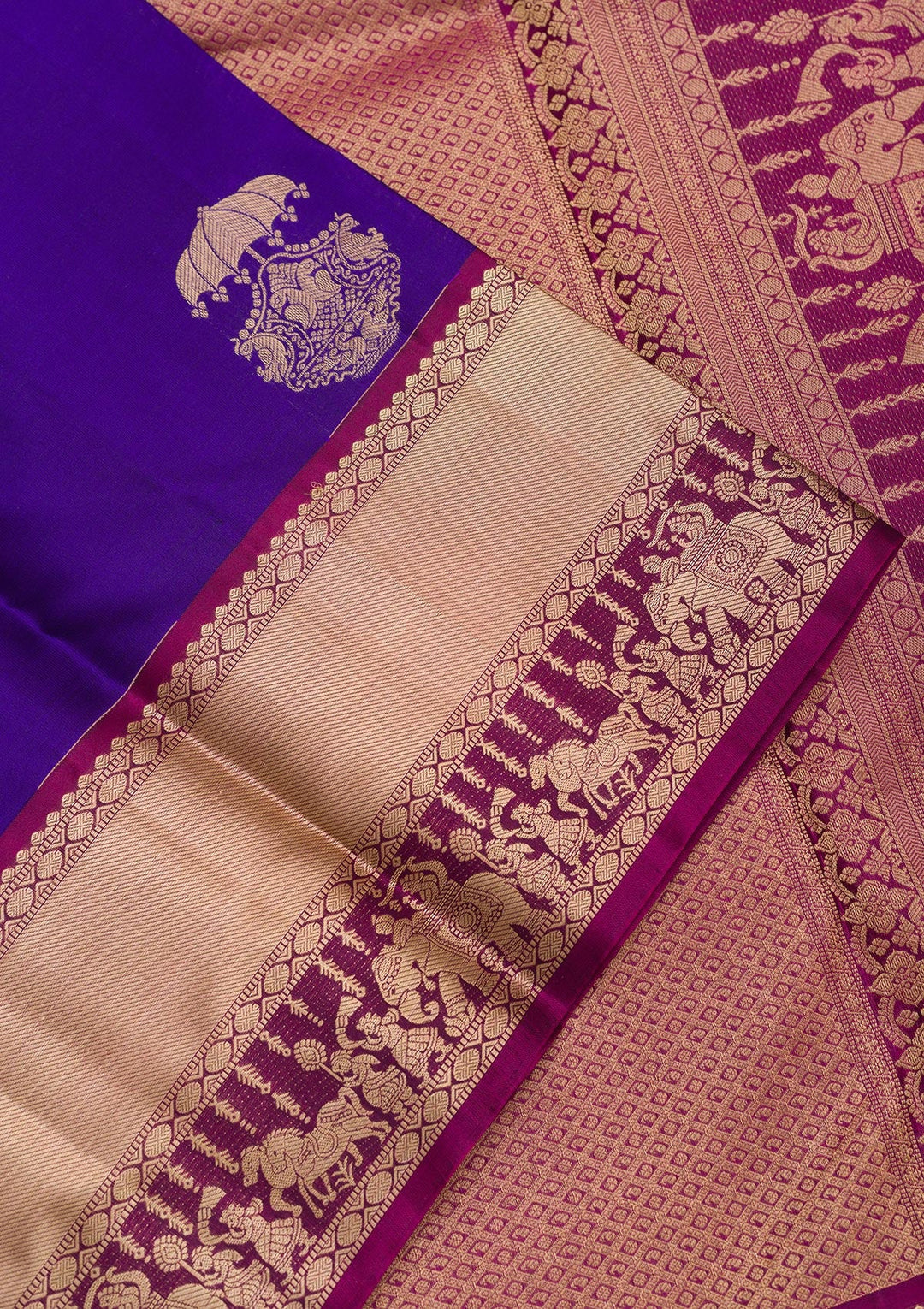 Royal Blue Zariwork Pure Silk Saree-Koskii