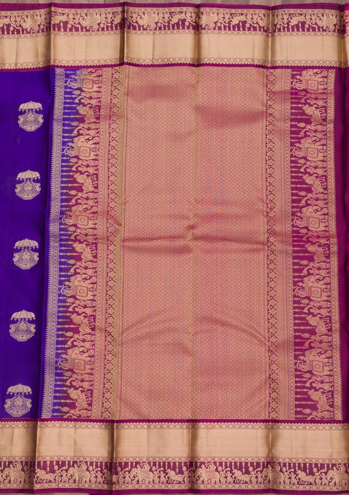 Royal Blue Zariwork Pure Silk Saree-Koskii