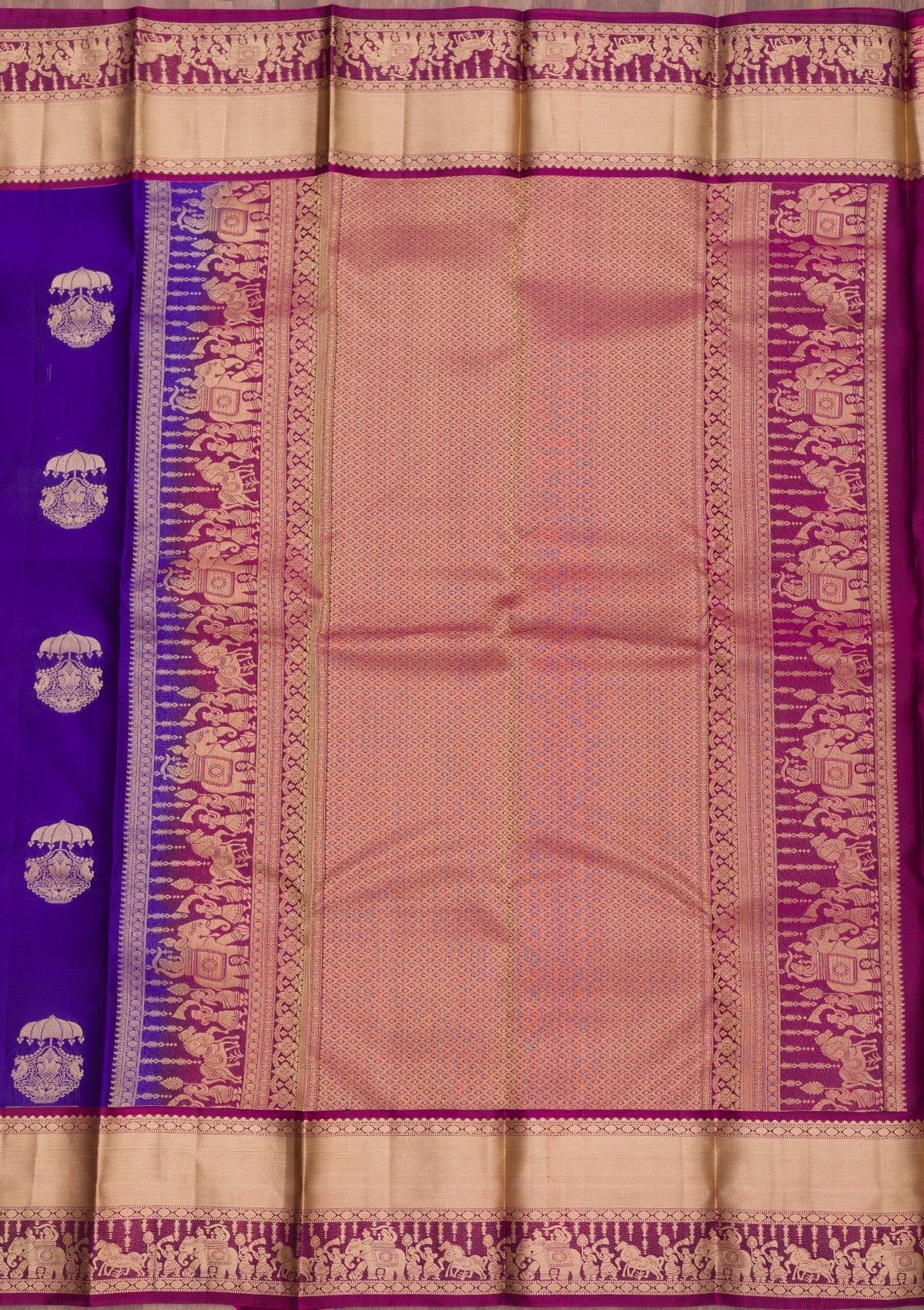 Royal Blue Zariwork Pure Silk Saree-Koskii