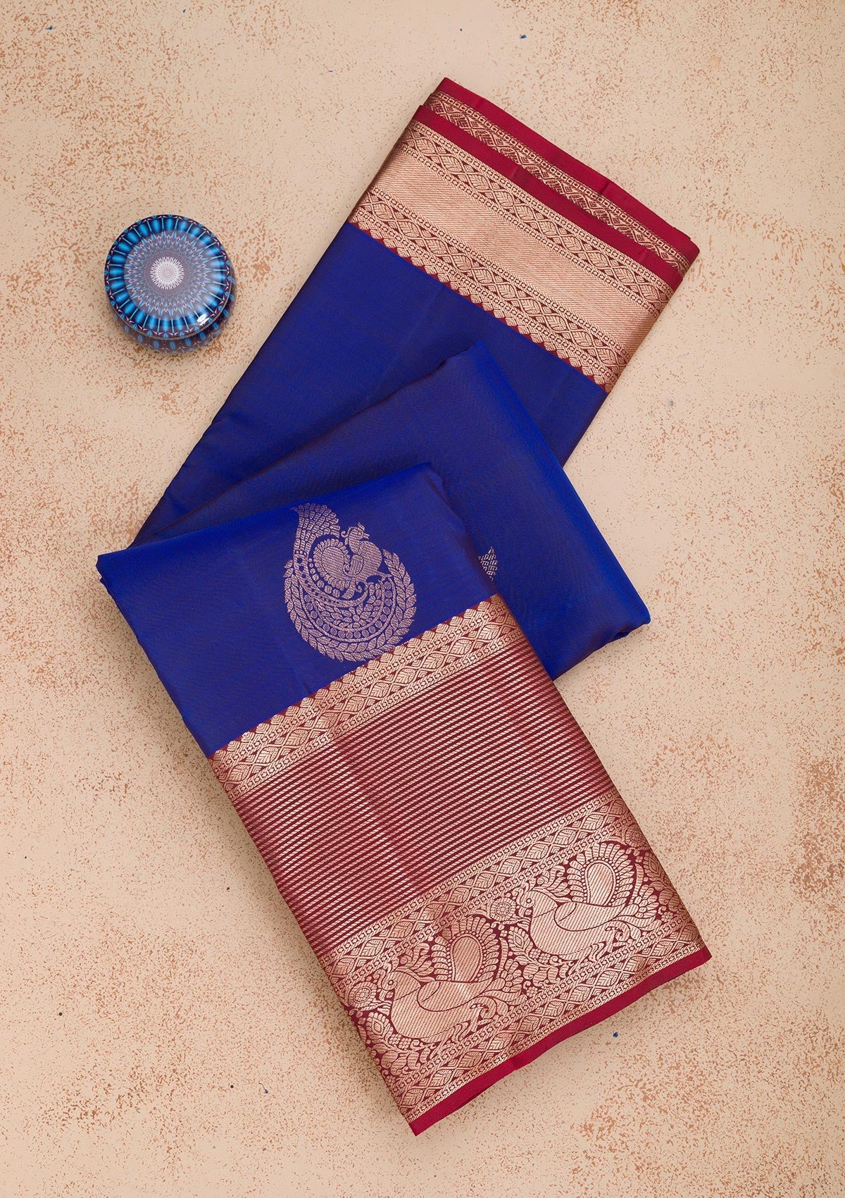 Royal Blue Zariwork Pure Silk Saree-Koskii