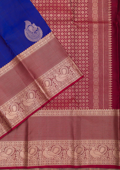 Royal Blue Zariwork Pure Silk Saree-Koskii