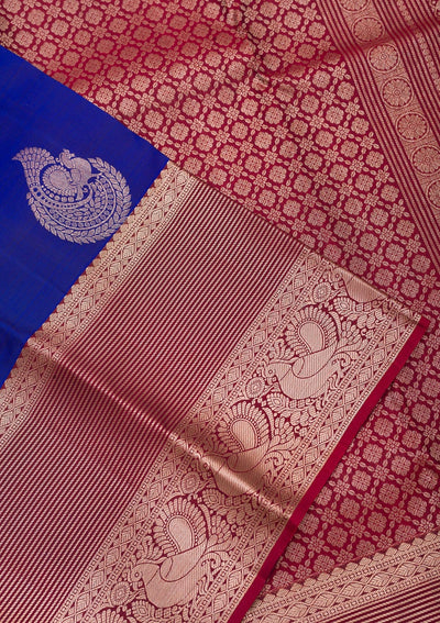Royal Blue Zariwork Pure Silk Saree-Koskii