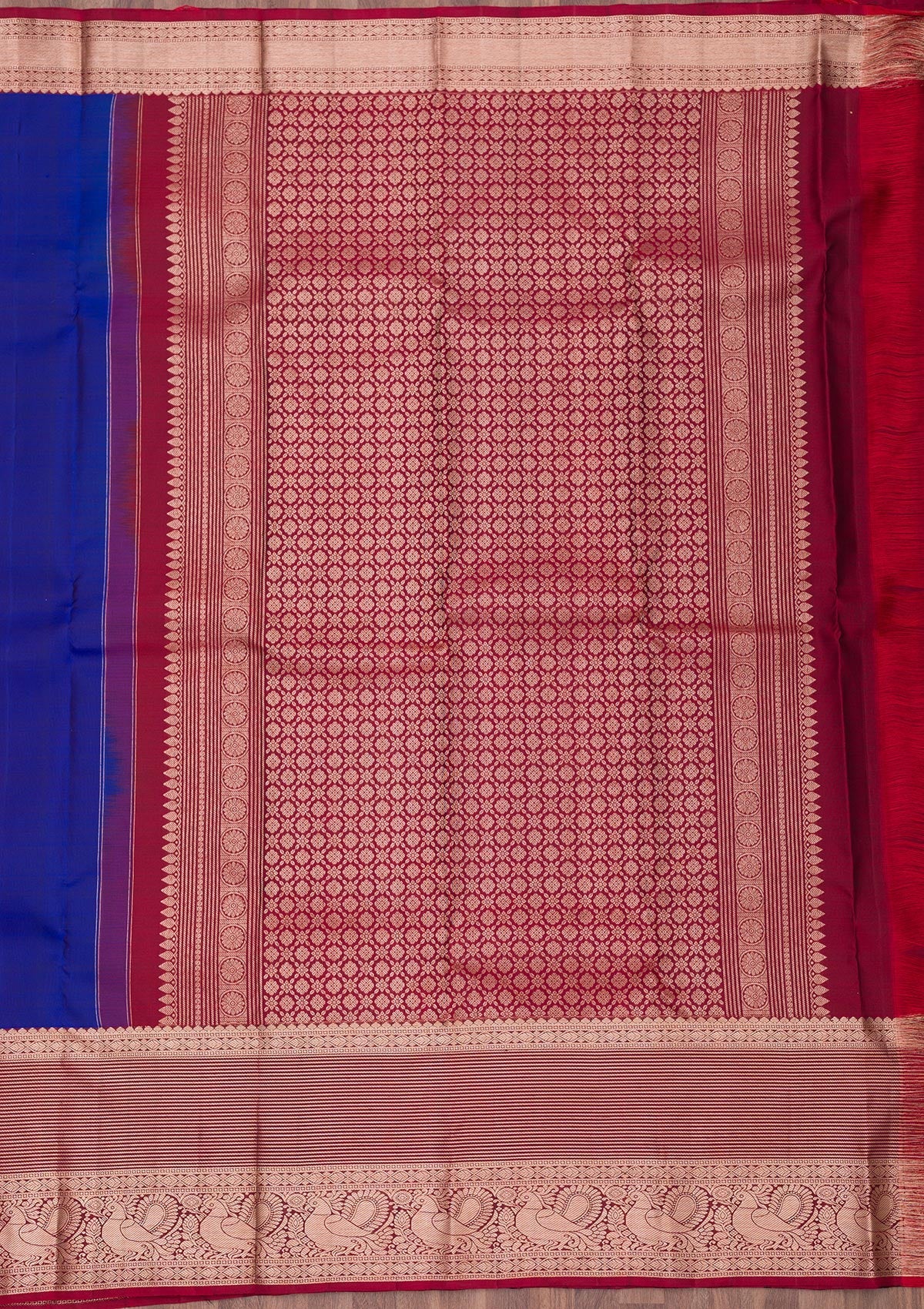 Royal Blue Zariwork Pure Silk Saree-Koskii